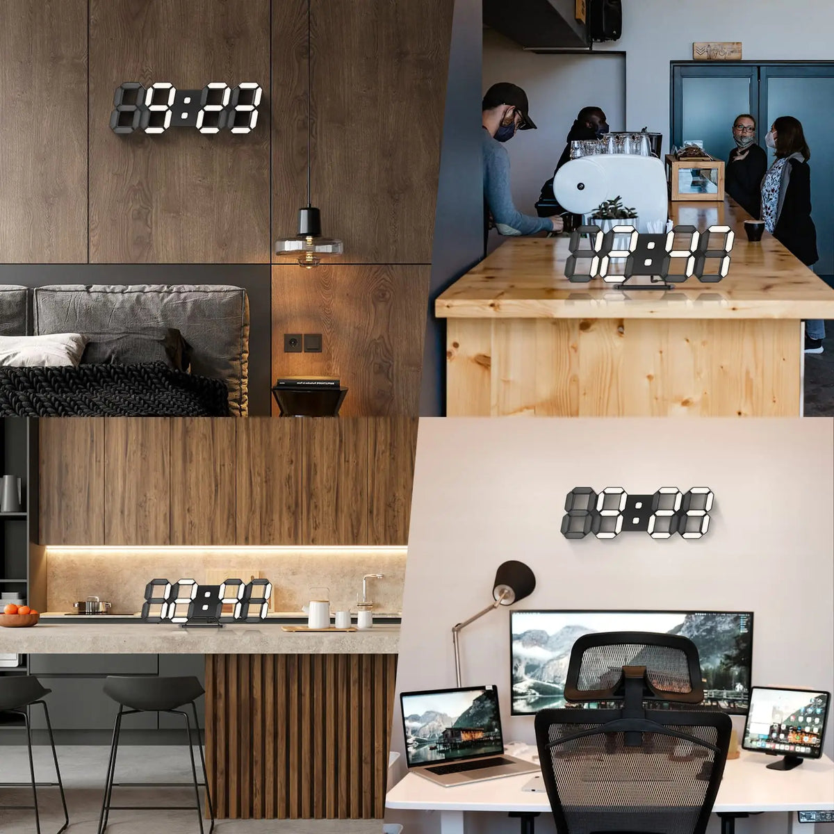 3D LED Digital Wall Clock ,9.7", Large Display Table/ Desk Clock with Remote Control 12/24H Temperature