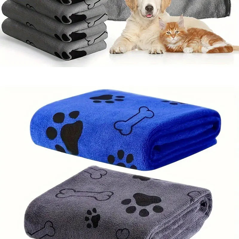 Microfiber Pet Printing Absorbent Towel Thickened Puppy Quick-drying Dog Claw Bath Towel, Pet Bath ProductsAbsorbent Medium Dogs