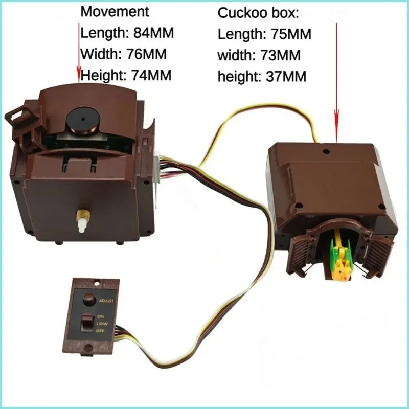 Cuckoo Wall Clock Movement Pendulum Clocks Mechanism with Bird Cuckoo Box Silent Light Control Music Boxes Kit Accessories