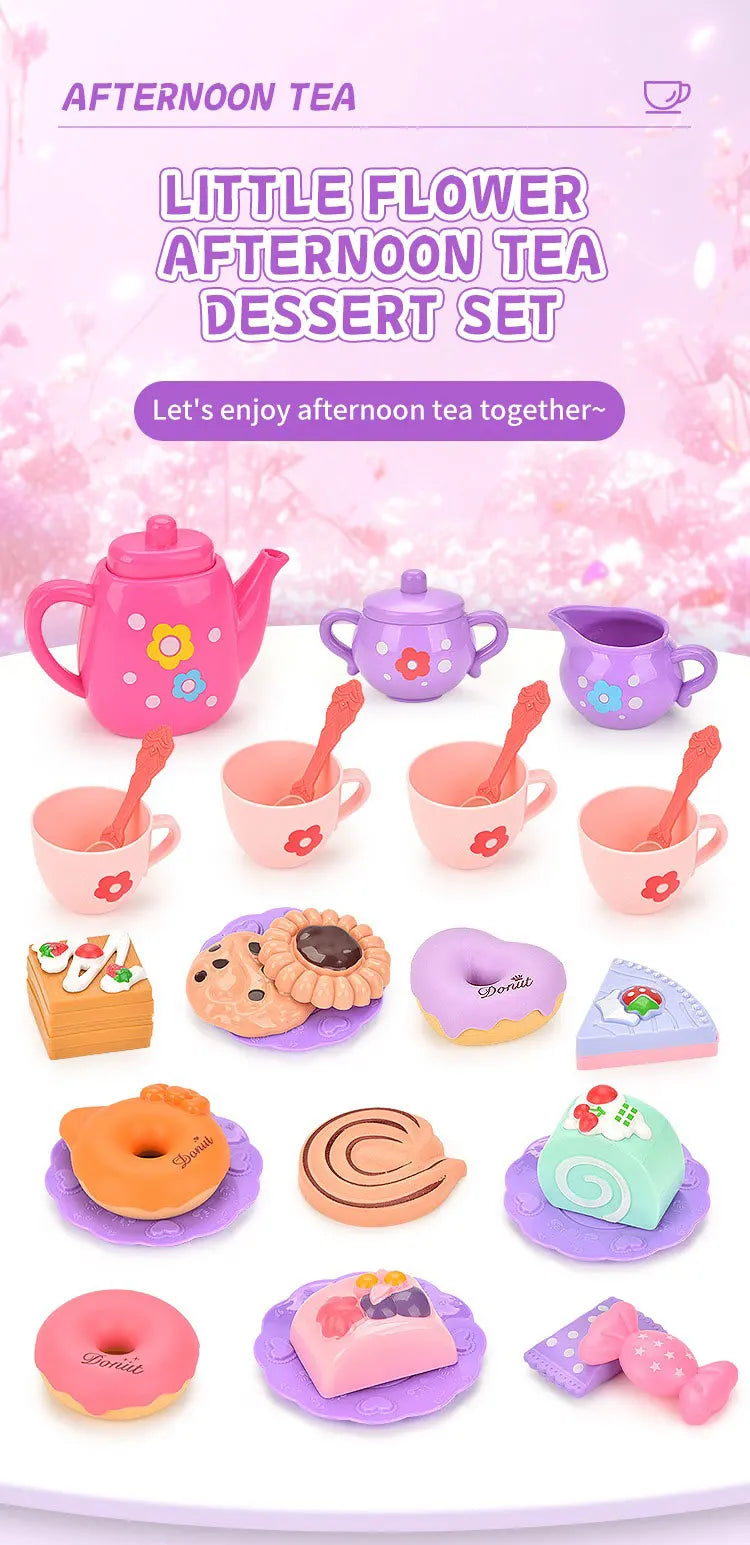 Kids Tea/Pastry Set Toy Simulation Pretend Play Food Playset for Children Montessori Toddler Children Gift Kitchen Girl
