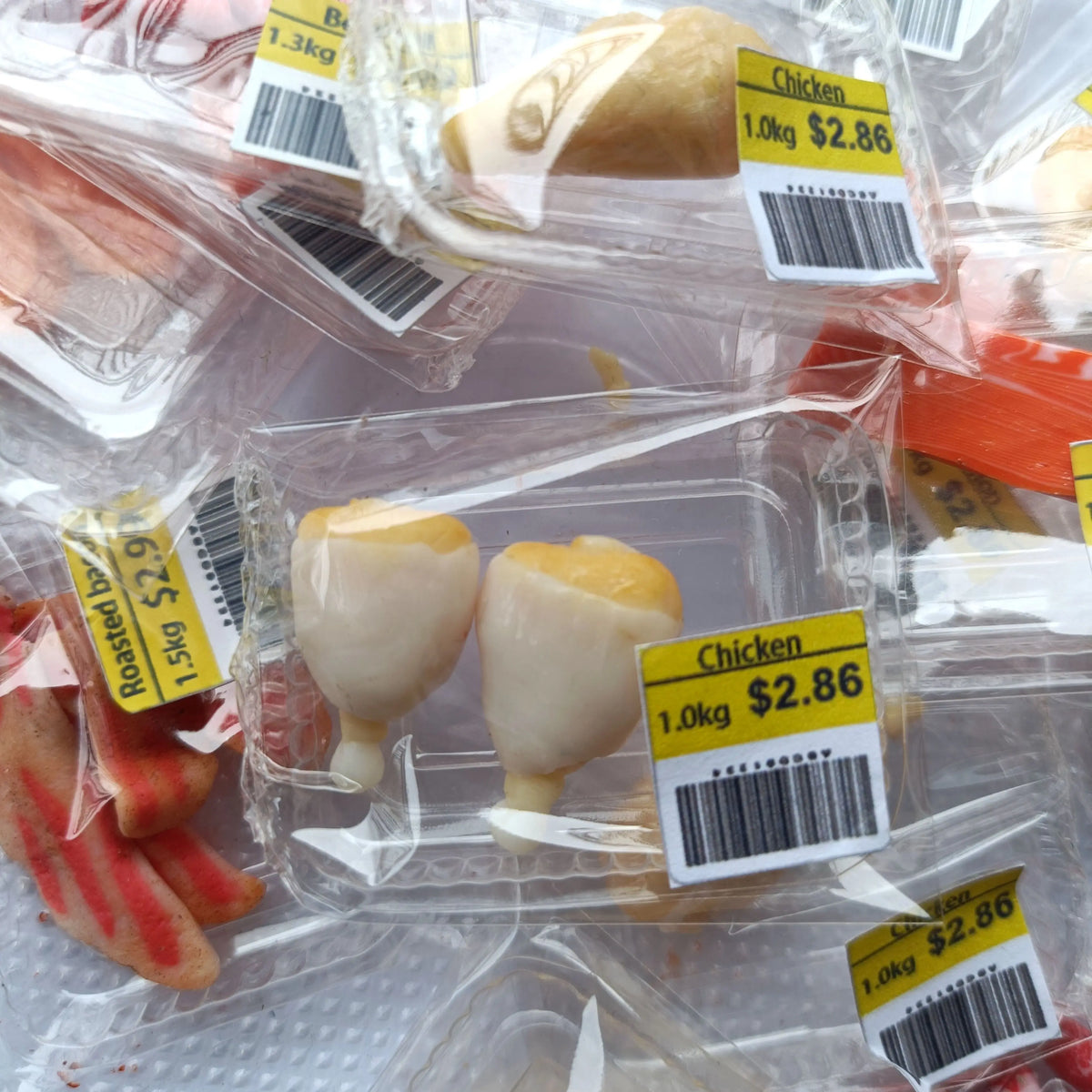 New Miniature Supermarket Food Simulation Beefsteak Salmon Bacon Beef Roll for Doll House Mini Kitchen Clay Food Accessories