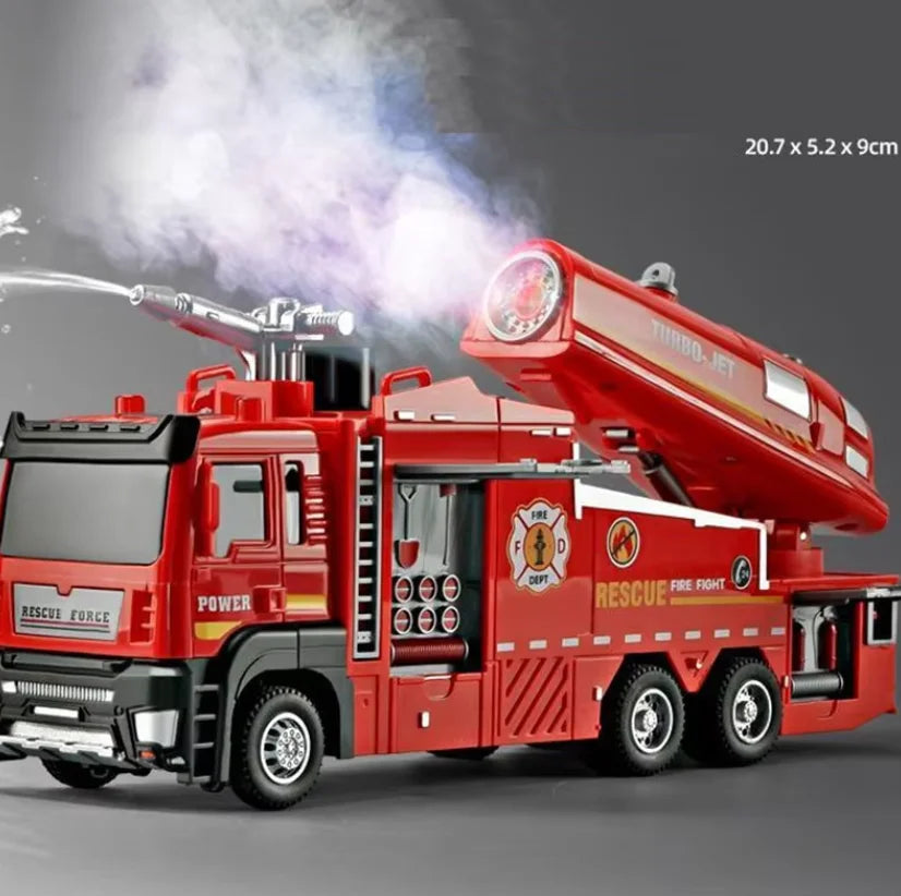 Fire Truck Diecast Simulation Sprinkler Toy with Light Music Water Spray Rescue Car Children's Toy Firefighter Truck