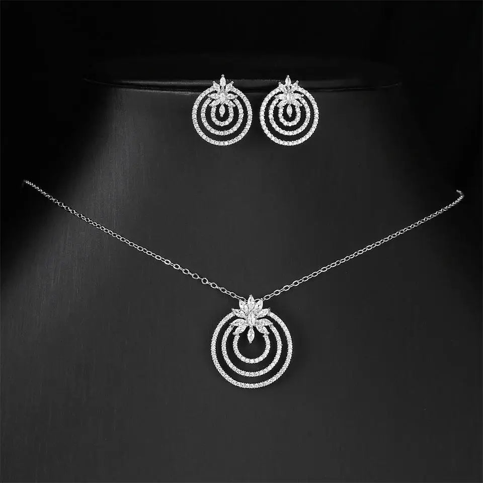ZAKOL Luxury Retro Micro-set Zircon Women's Necklace Earrings Two-piece Set Temperament Elegant Charm Wedding Party Jewelry Sets