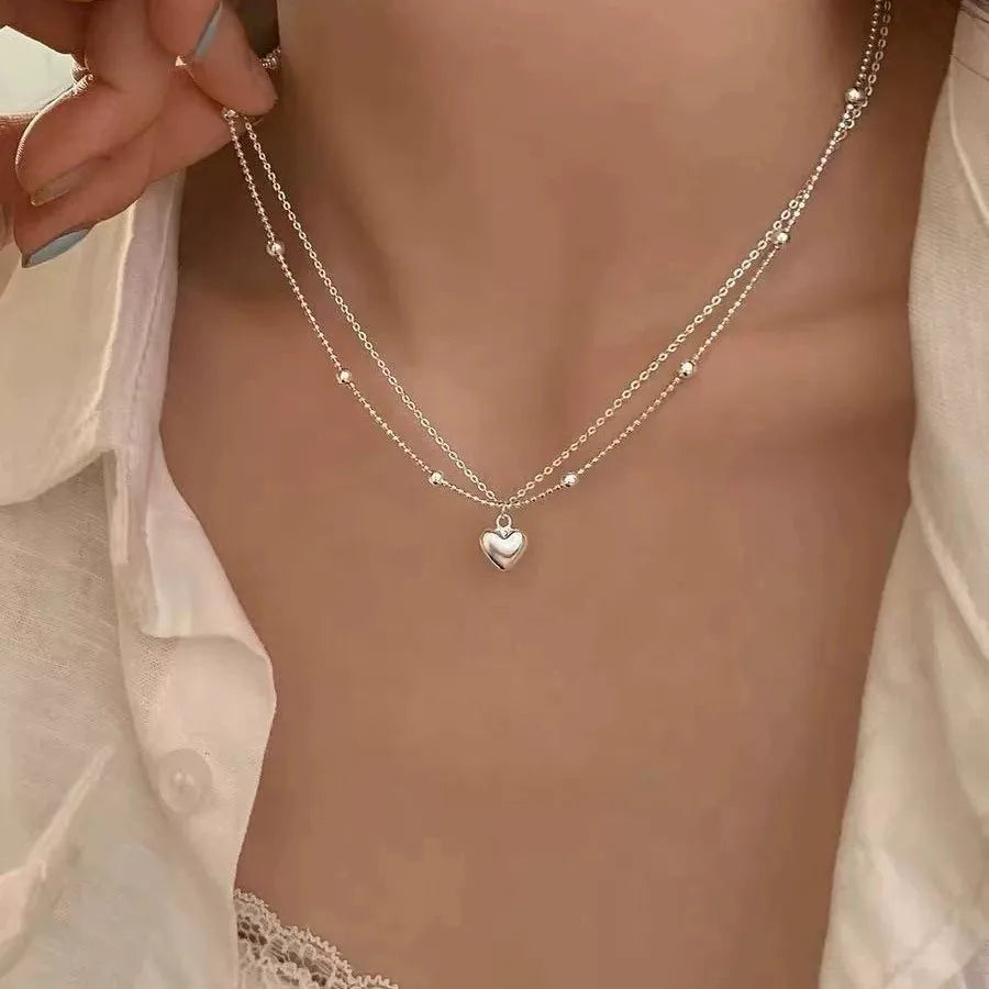 VENTFILLE 925 Sterling Silver Bead Geometry Necklace for Women Girl Korean Design Versatile Choker Jewelry Dropship Wholesale