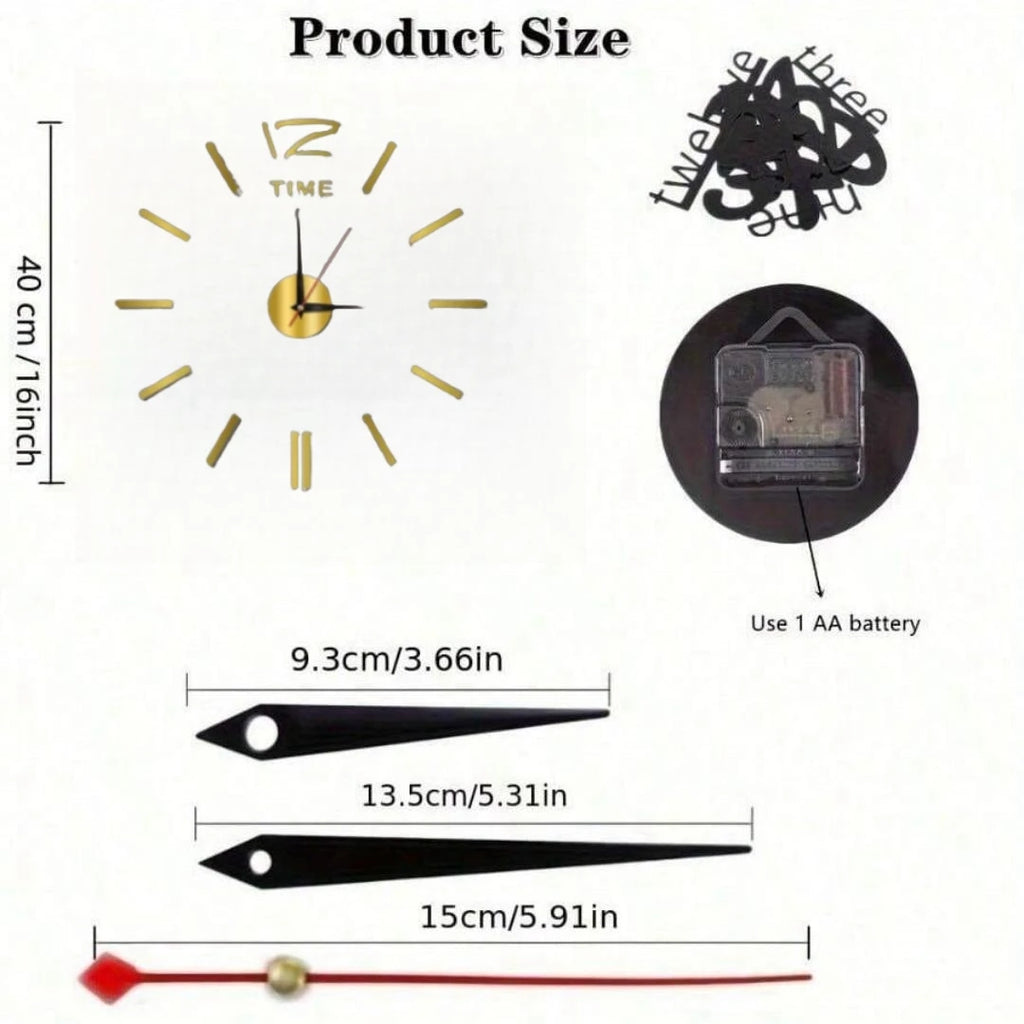 New Modern Design Large Wall Clock 3D DIY Quartz Clocks Fashion Watches Acrylic Mirror Stickers Living Room Home Decor Horloge