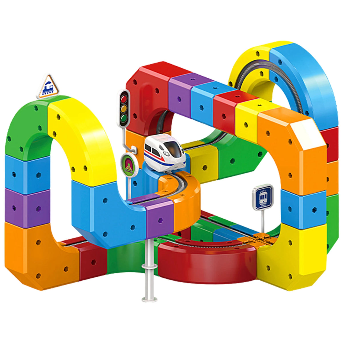 Electric Magnetic Track Set with Anti-Gravity Vehicles 100+ Pieces STEM Building Toys DIY Railway Toy Gift Box For Kids Gift