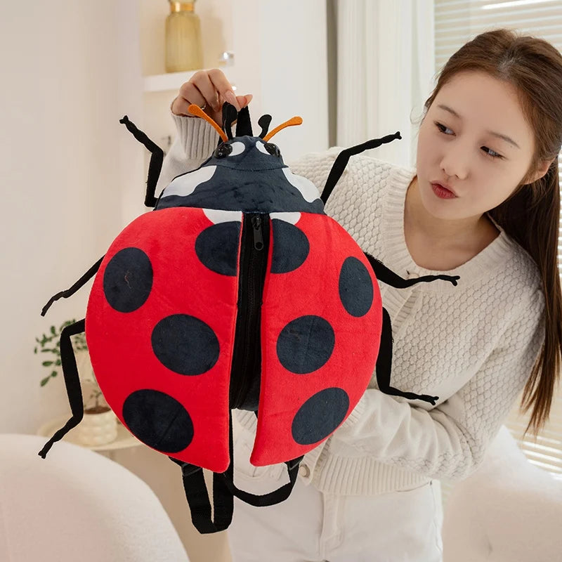 New Bumblebee And Ladybug Plush Backpack Cute Insect Stuffed Animal School Bag Boys Girl Kid Unique Design Holiday Birthday Gift