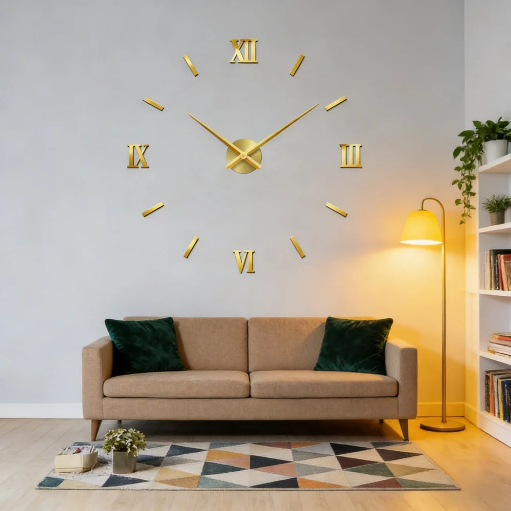 2026 Modern Design Large Wall Clock 3D DIY Quartz Clocks Fashion Watches Acrylic Mirror Stickers Living Room Home Decor Horloge