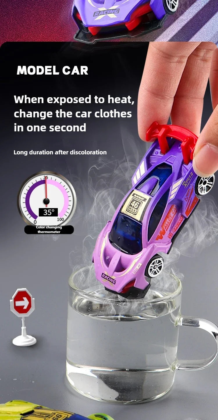 Magic Color Changing Racing Car Model 1:64 Temperature Sensitive Inertia Pull Back Cars Toys Crash-Resistant Durable Boys Gift