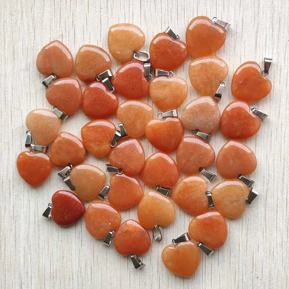 Wholesale 50pcs/lot Assorted Heart Natural Stone Charms Fashion Pendants 20mm for Jewelry Accessories Making Good Quality