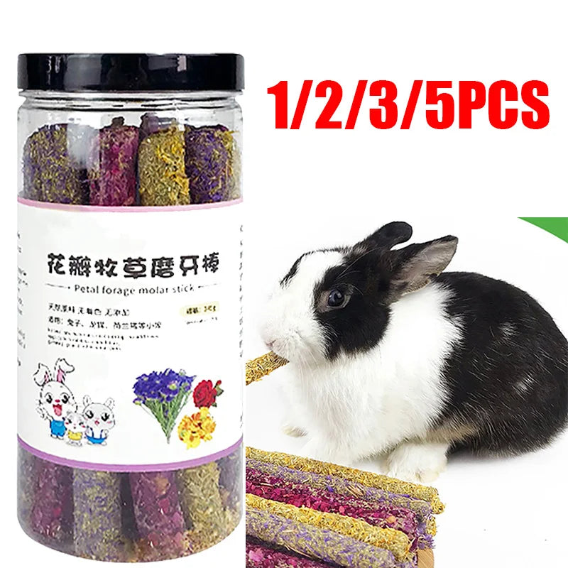 1-5PCS Teeth Grinding Sticks Rabbit Hamster Snack Rabbit Snacks Petal Grass Snacks And Grinding Teeth Sticks Teeth Grinding Toys