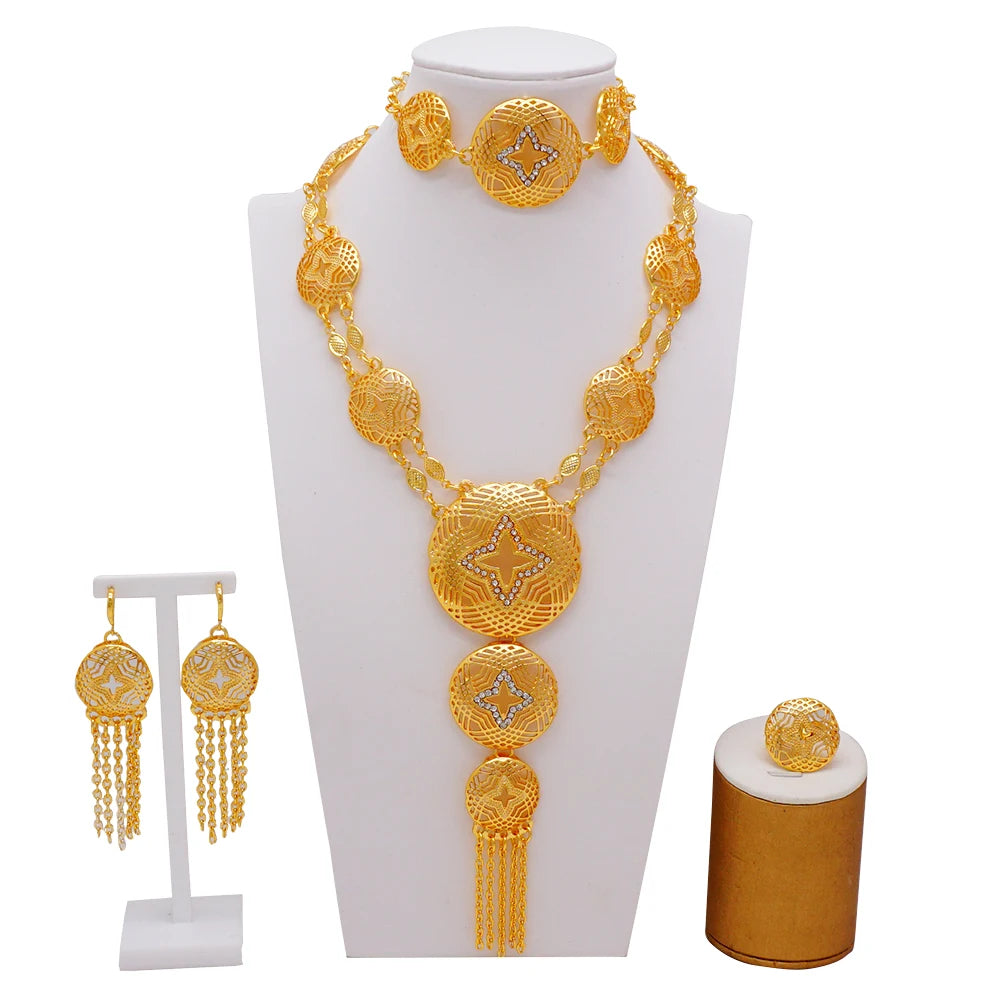 Ethiopian Fashion Women's Jewelry Set African Wedding Jewelry Set Necklace, Bracelet, Earrings, and Ring Set