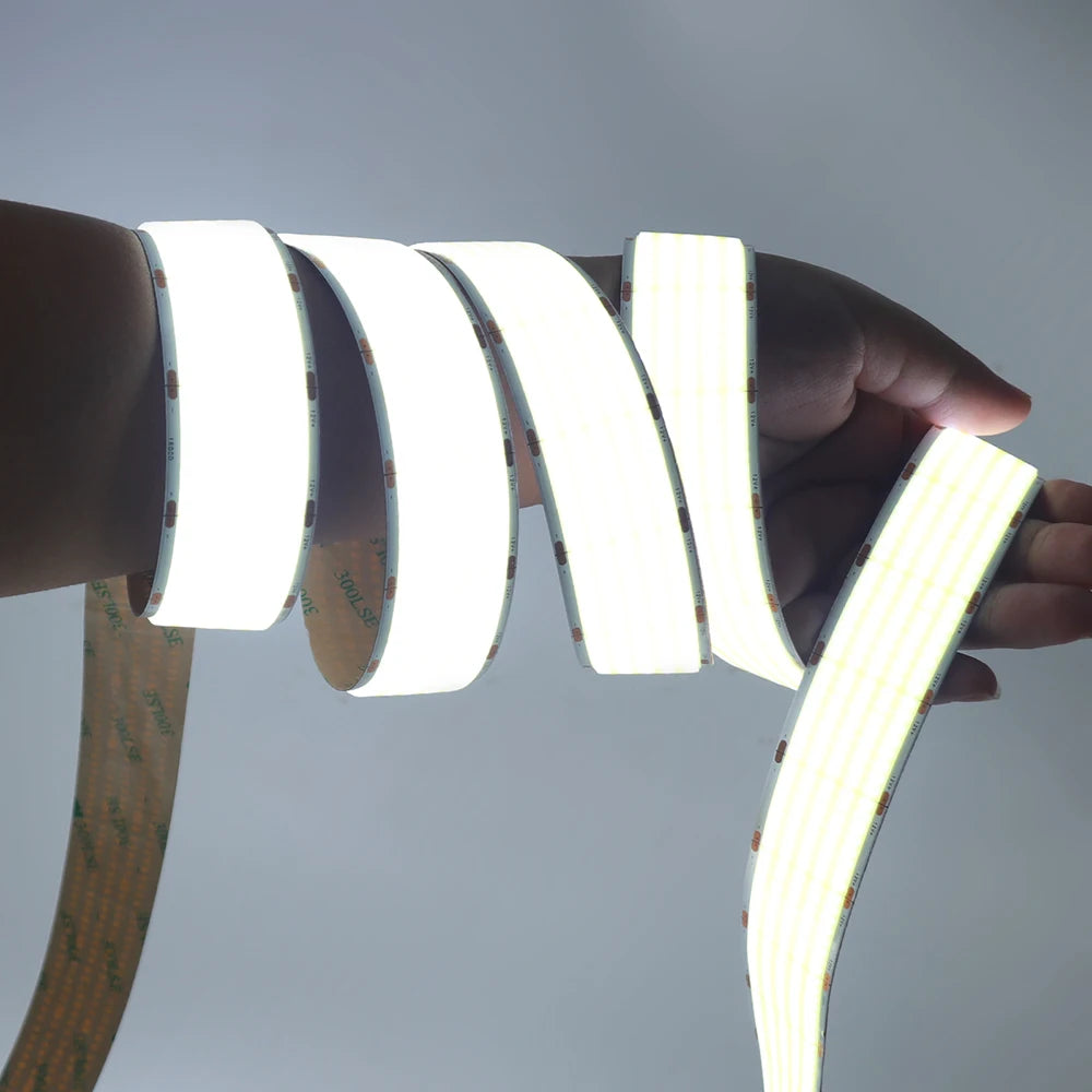 12V 24V COB LED Strip Light 1 2 5 Rows Super Bright 320 600 1600LED/M Flexible Tape High Density Linear Lights 3000K 4000K 6500K