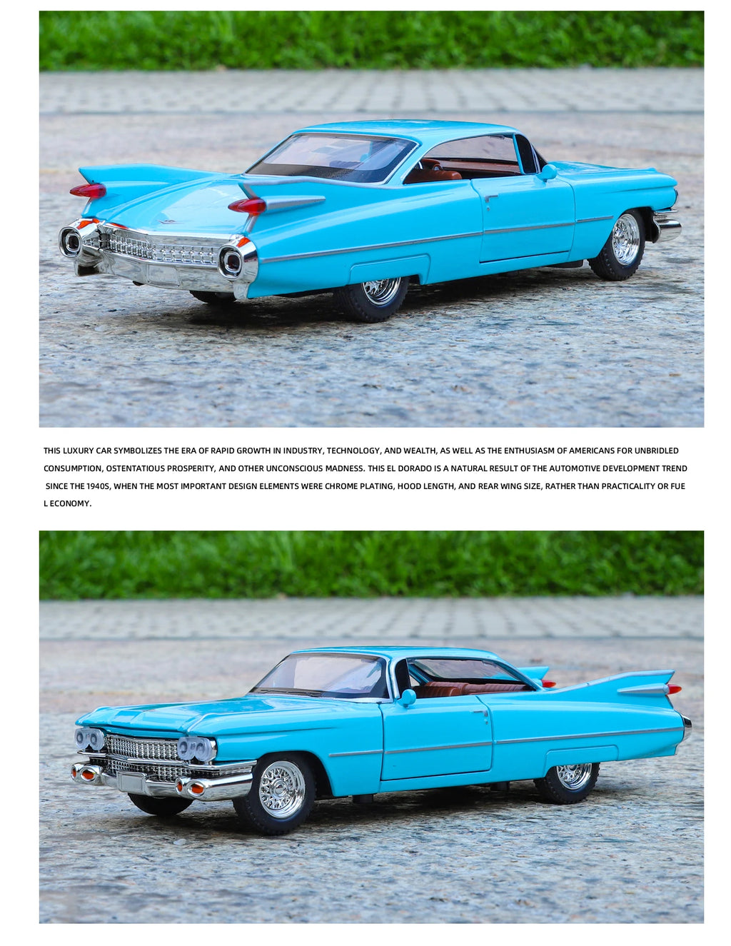 1:32 Cadillac Eldorado Biarritz Classic Retro Car Alloy Metal Diecast Model Car With Sound And Light Pull Back Collection Hobby