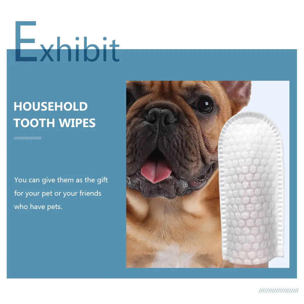 50Pcs Pet Finger Toothbrush Dental Wipes Professional Dog Cat Reusable Convenient Portable Household Toothclean Wipes