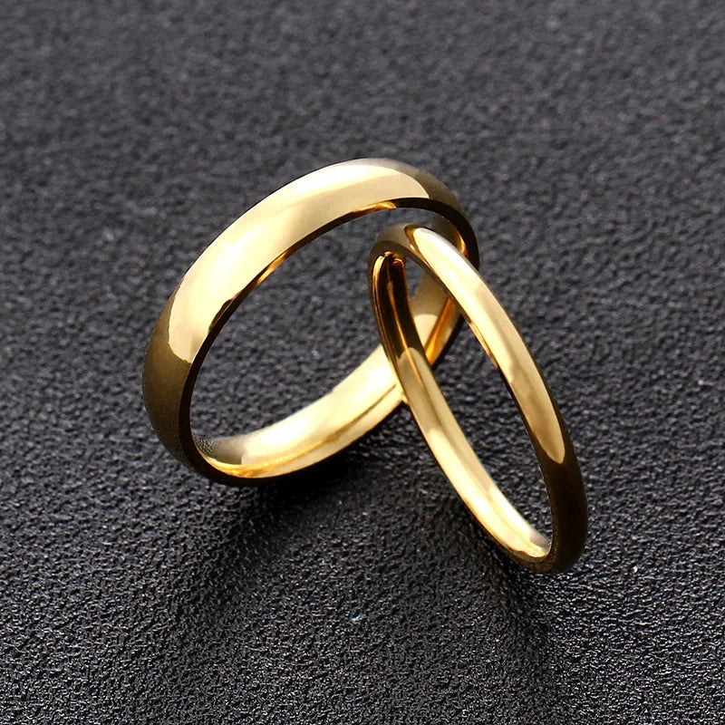 High quality titanium steel plated 18K gold ring couple ring Europe and the United States men and women 2mm4mm6mm8mm simple ring