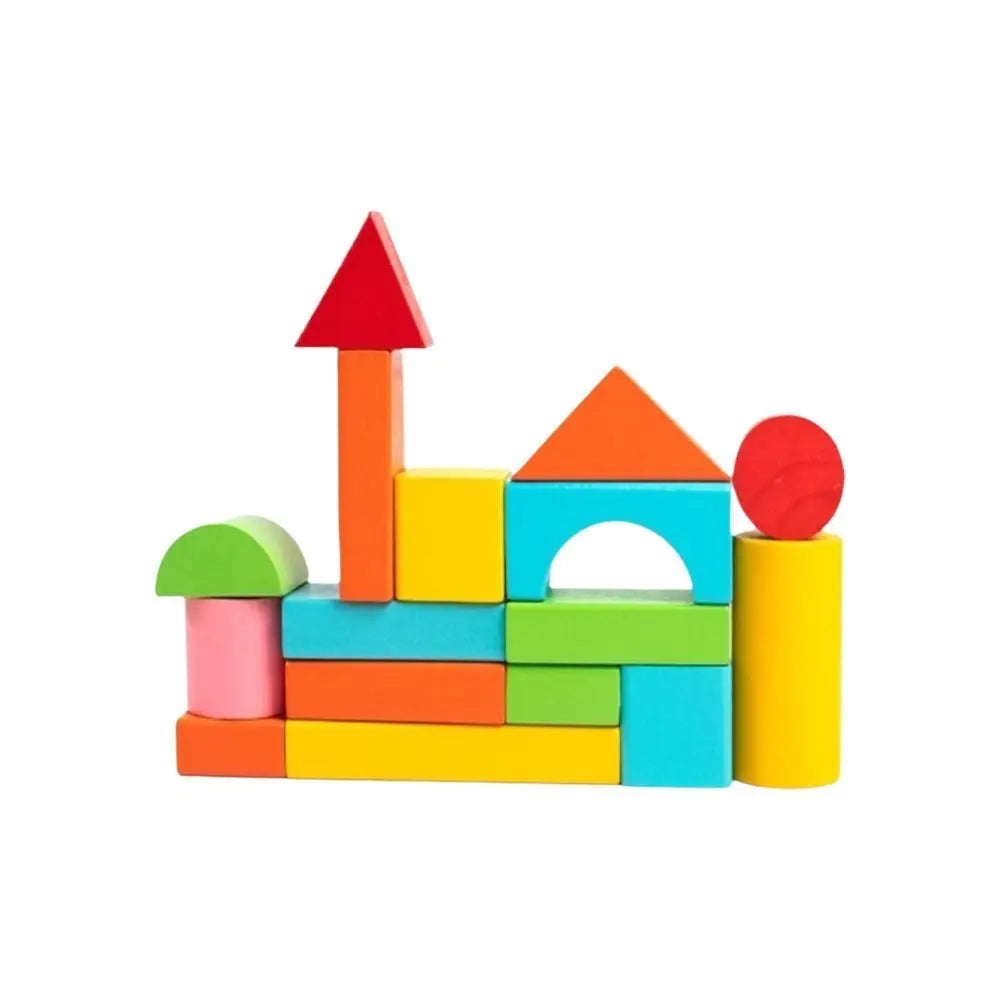 40PCS/SET Colorful Wooden Building Blocks Learning Sensory with Storage Bag Early Educational Toys Wooden 3D Stacking Blocks
