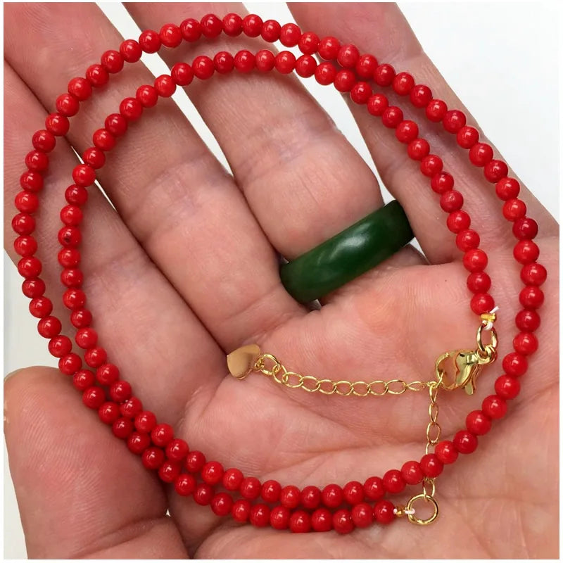 Simple 4MM Natural Pearl Coral Chain Choker Necklace For Women Wedding Love Gift Necklace Fashion Jewelry Wholesale