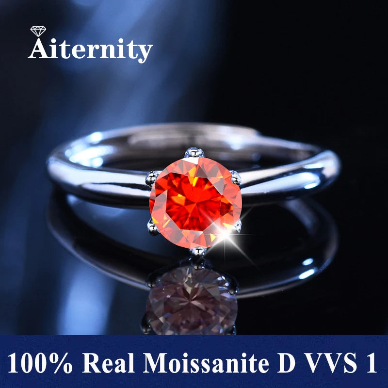 Men And Women's Moissanite Wedding Ring D VVS1 Adjustable Size S925 Silver GRA Certificate Wedding Ring