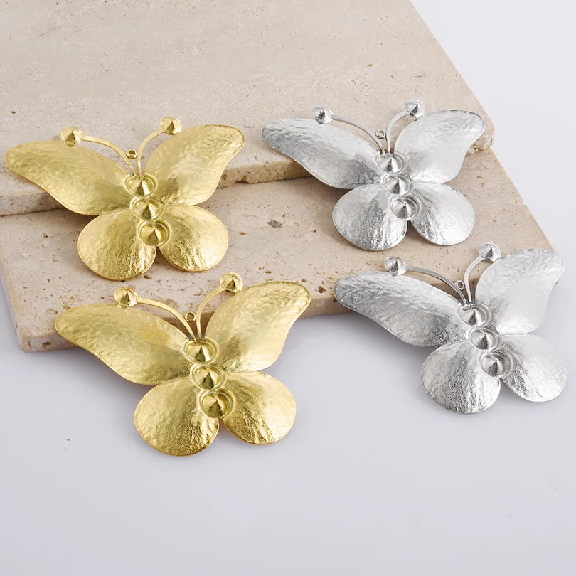 5pcs Stainless Steel Bee Spider Cicada Butterfly Dragonfly Flower Tree Grass Pendants Insects Charms Jewelry Making Accessories
