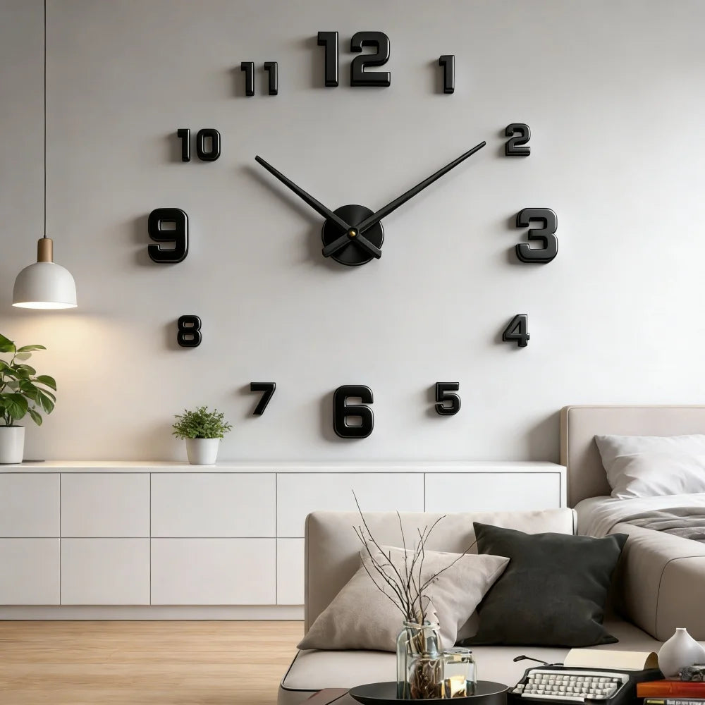 New Modern Design Large Wall Clock 3D DIY Quartz Clocks Fashion Watches Acrylic Mirror Stickers Living Room Home Decor Horloge
