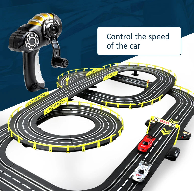 Electric Slot Track Set,1:43 Scale Dual Control Racing Car Toy, Large Double Player Racing Track Vehicle Gift for Boys Ages 8-10