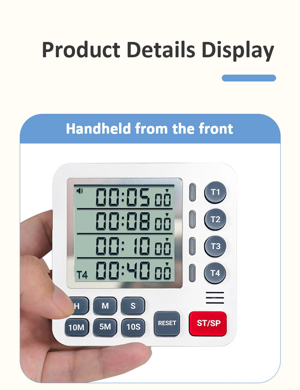4 Channels Digital Timer Timing Kitchen Timer Learning/Catering Use LCD Display Mute Flashing Timer with Magnetic Back Stand