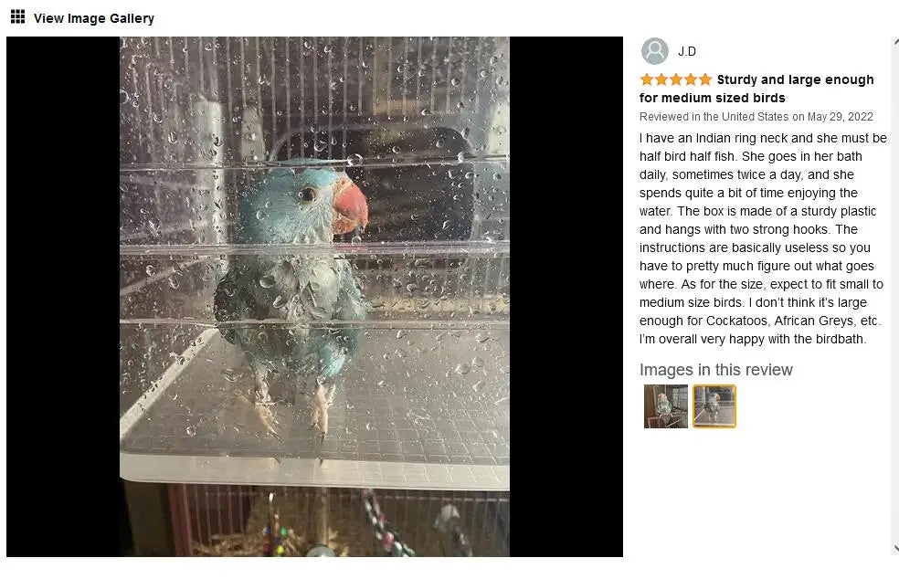 Colorday Large Fully Transparent Bird Bath for Cage, Parrot Shower for Birds Bathtub Swimming Pool Box Supplies Accessories