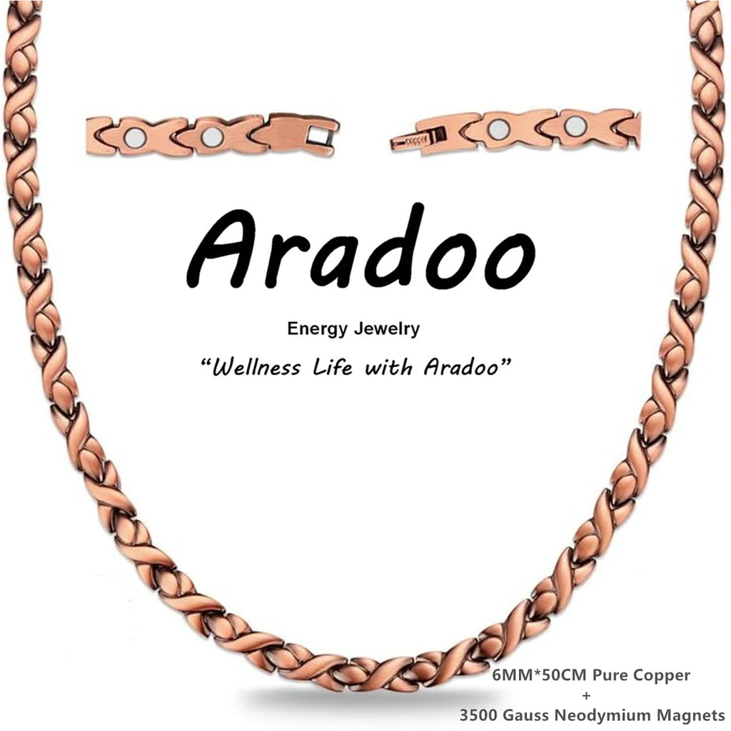 ARADOO Serpentine Luxury Pattern Pure Copper Necklace for Men Women Premium Collar Jewelry Gifts