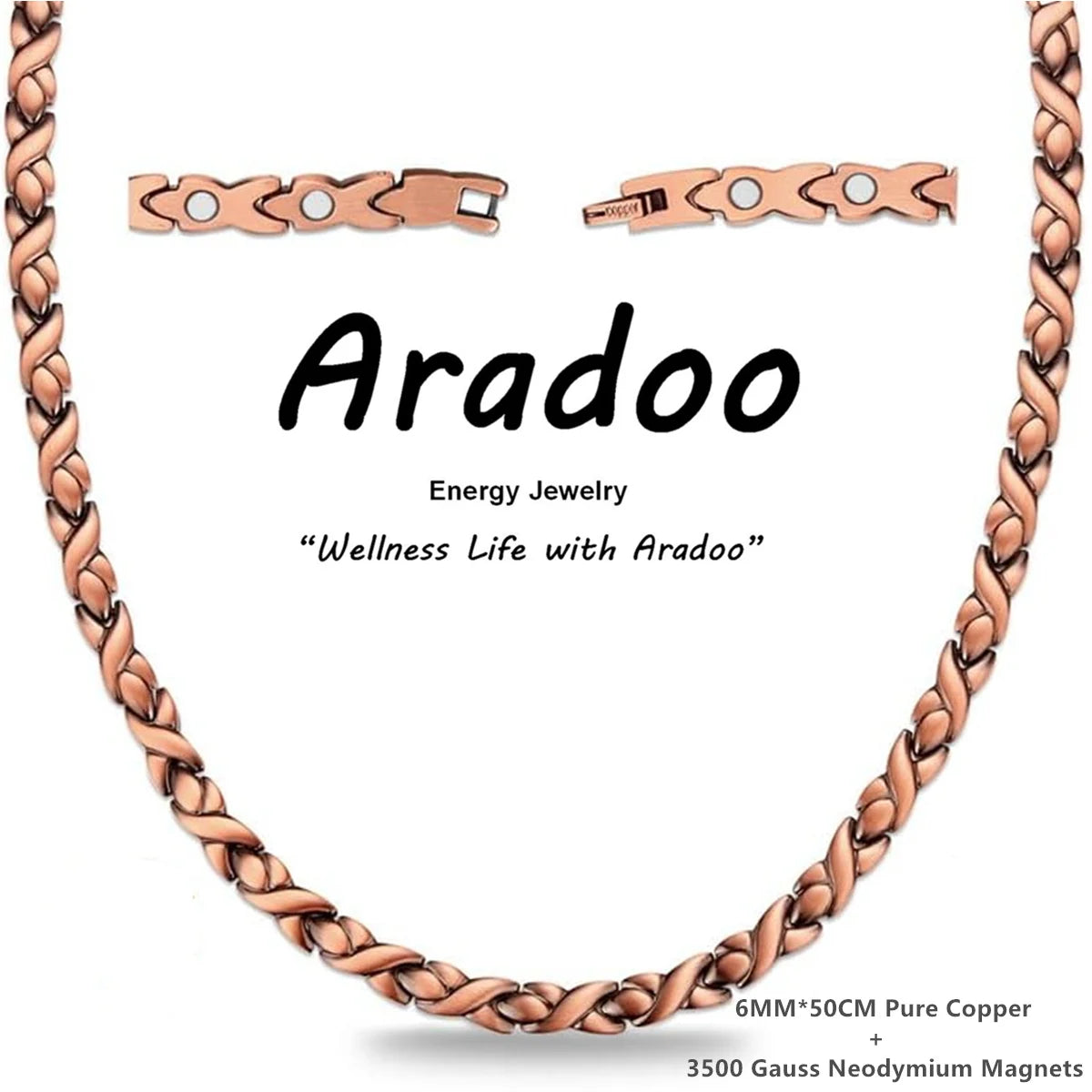 ARADOO Serpentine Luxury Pattern Pure Copper Necklace for Men Women Premium Collar Jewelry Gifts