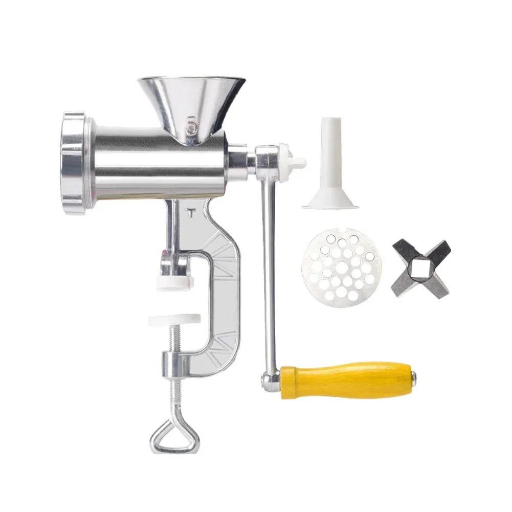 Manual Meat Grinder Stainless Steel Hand Crank Food Processor with Table Clamps Multipurpose Kitchen Tool for Meat Vegetable