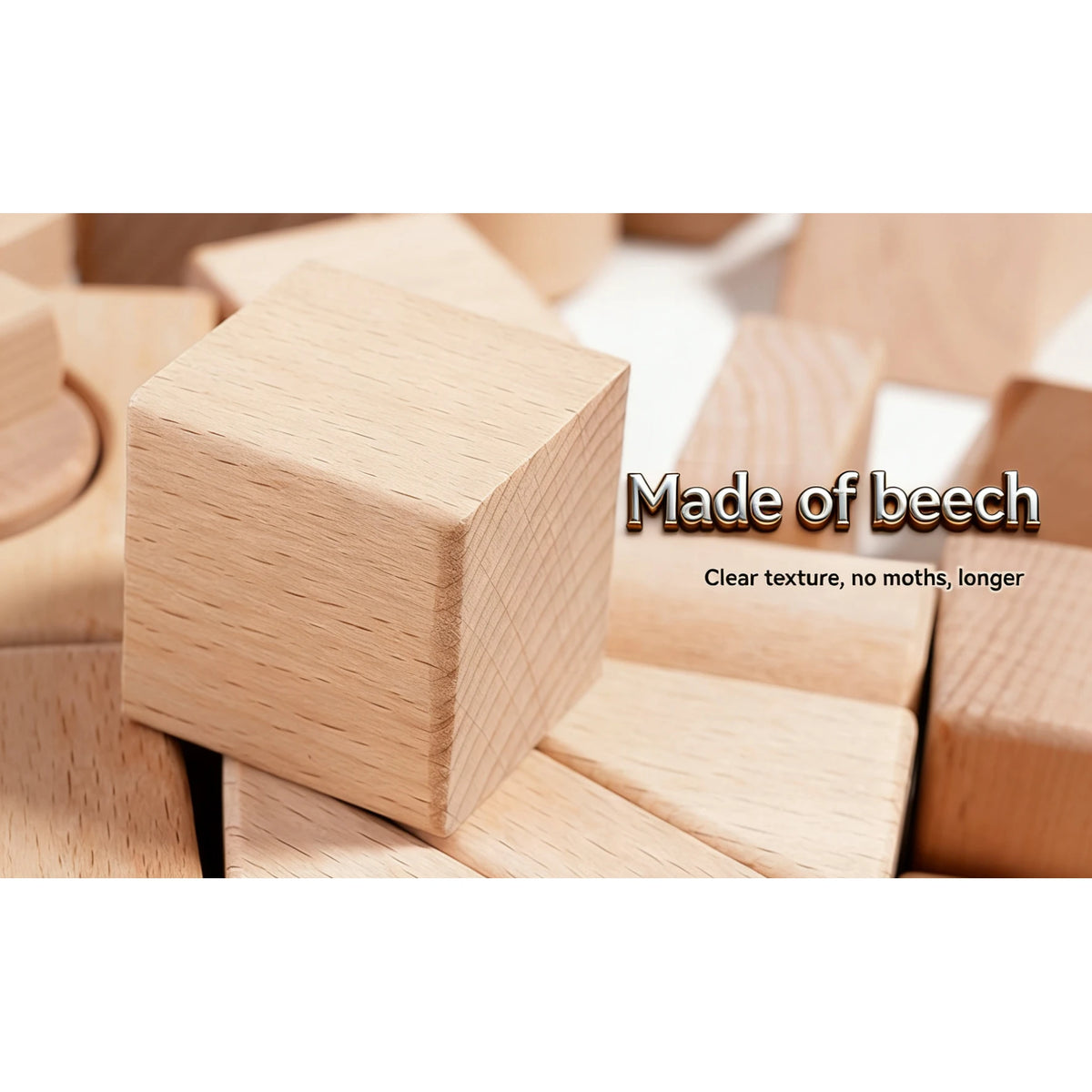100 Pcs Beech Wooden Building Blocks Kids Formaldehyde-Free Large Size Anti-Swallowing Imagination Creative Construction Play