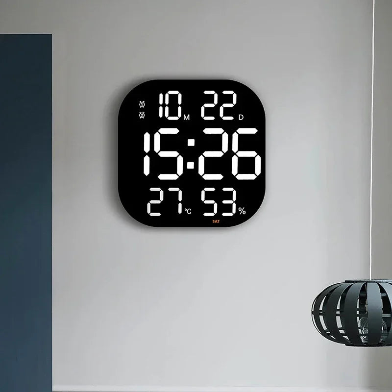 13inch LED Large Digital Wall Clock with Remote Control TEMP Humidity Week Auto Dimmer 12/24H Alarm Clock for Home Office Decor