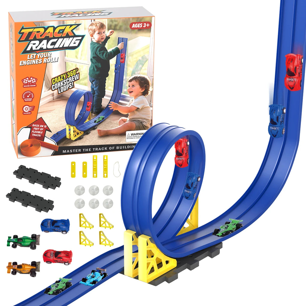 DIY track assembled aluminum alloy pull-back racing car gravity slide boys and girls educational toys holiday Christmas gifts