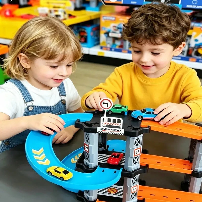 3D Children's Luxury Track Ejection Parking Lot Can Lift Multi-Layer Revolving Car Toys and Gifts！