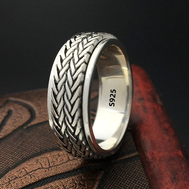 Fashion Simple S925 Sterling Silver Ring Elegant Rotating Rings for Stress Management and Fashion Enthusiasts Creativity Jewelry