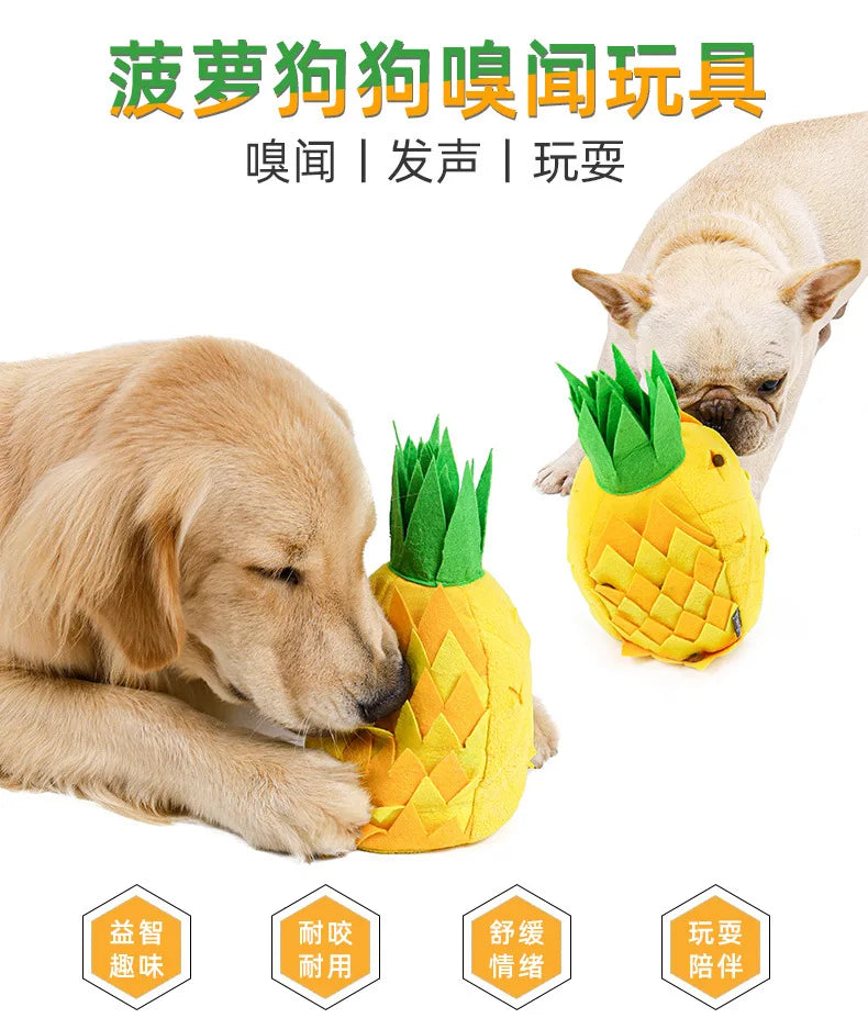 Pineapple Sniffing Pet Toy, Food-Hiding Educational Plush Dog Toy, Sound-Making, Teeth-Grinding, Boredom-Relieving Pet Supplies