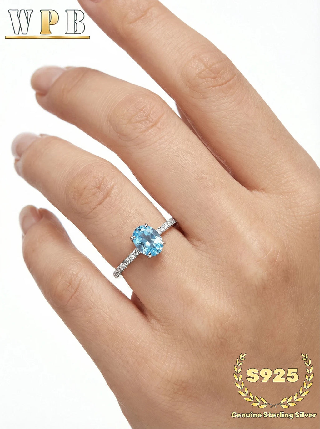 S925 Sterling Silver Ring 5x7mm Sparkling Oval Cut Paraiba Green&Blue CZ Luxury Elegant Gift for Valentine's Day and Birthday‌