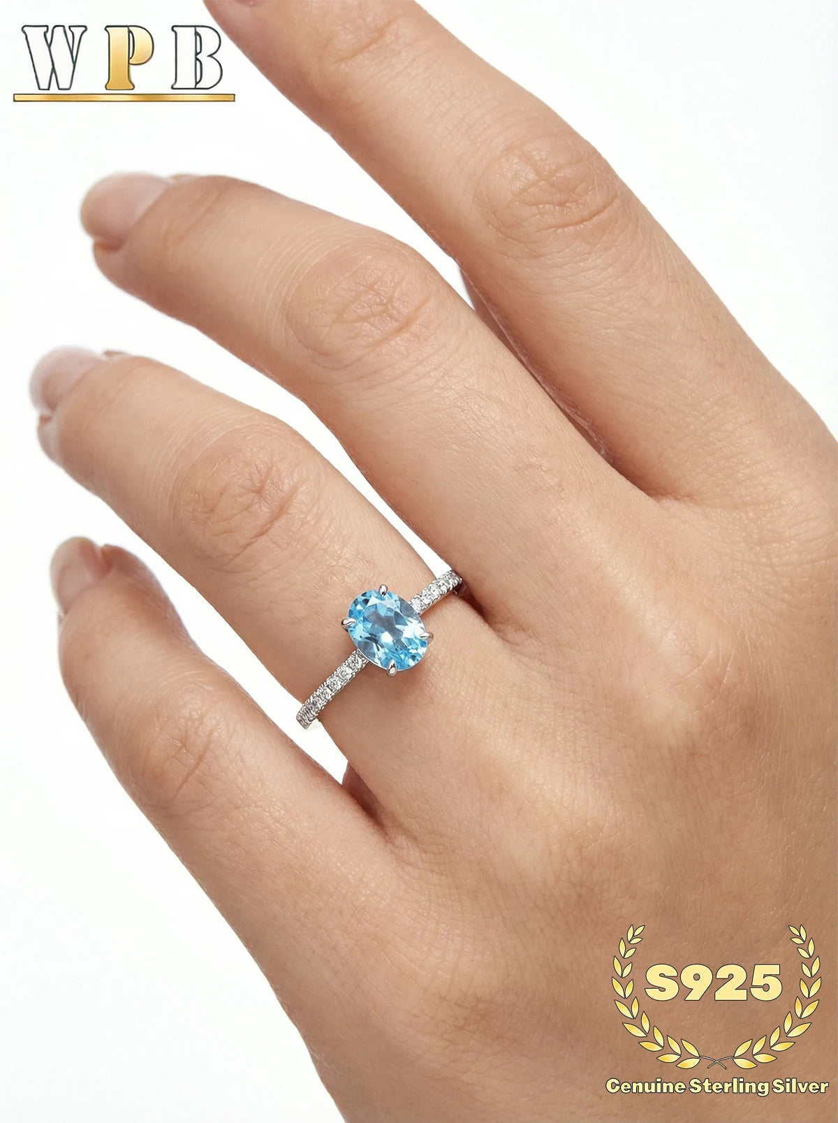 S925 Sterling Silver Ring 5x7mm Sparkling Oval Cut Paraiba Green&Blue CZ Luxury Elegant Gift for Valentine's Day and Birthday‌