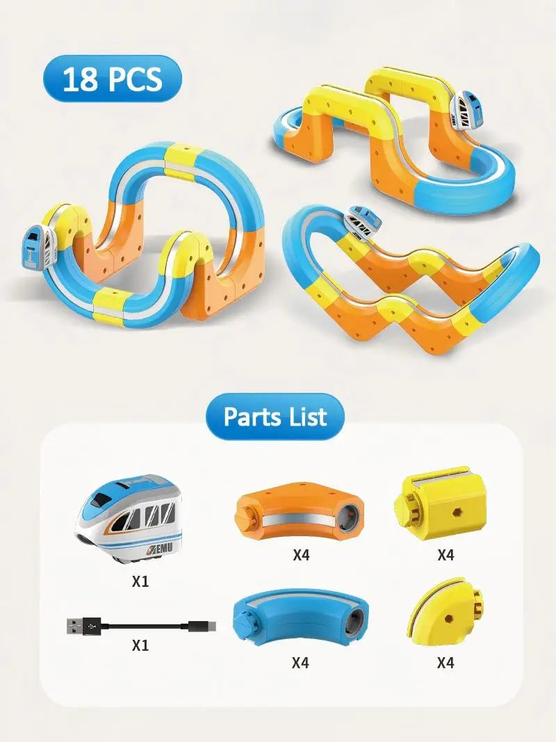Electric Magnetic DIY Track Car, Parent-Child Interaction, Multiple Play Styles, Anti-Gravity Train, Super Strong Magnets, DIY Assembly, Suitable for Boys and Girls, Best Gift