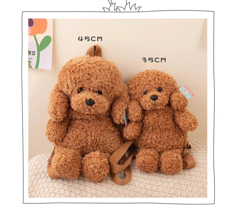 35/45CM Teddy Dog Backpacks Stuffed Animal Poodle Bag Plush Adjustable Schoolbags Kindergarten Plush Backpack Toys Gifts