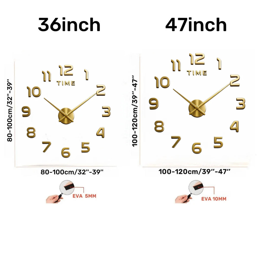 Large 3D Wall Clock Luminous Classic Wall Clocks DIY Digital Clock Wall Watches Stickers Silent Clock for Home Living Room Table