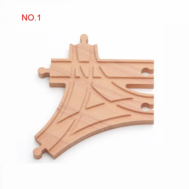 New Wooden Railway Track All Kinds Fork Rail Bifurcation Beech Wood Track Accessories Fit for Thomos Wooden Train Tracks Toy