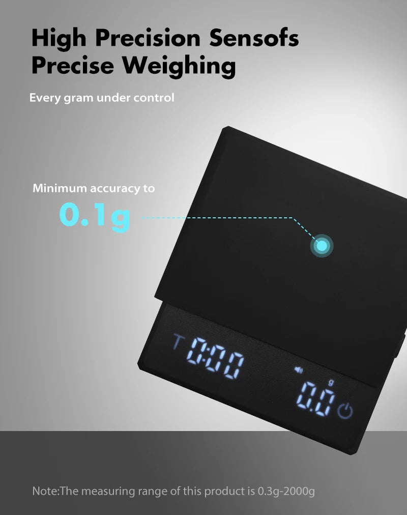 AliKisscafe Kitchen Coffee Scale Digital Scale With Timer Rechargeable Electronic Precision Espresso Accessory Barista Tool Gift