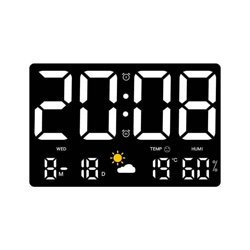 High-Definition Large-Screen Wall Clock Temperature and Humidity Display Weather Clock Multi-Function Color Digital Alarm Clock