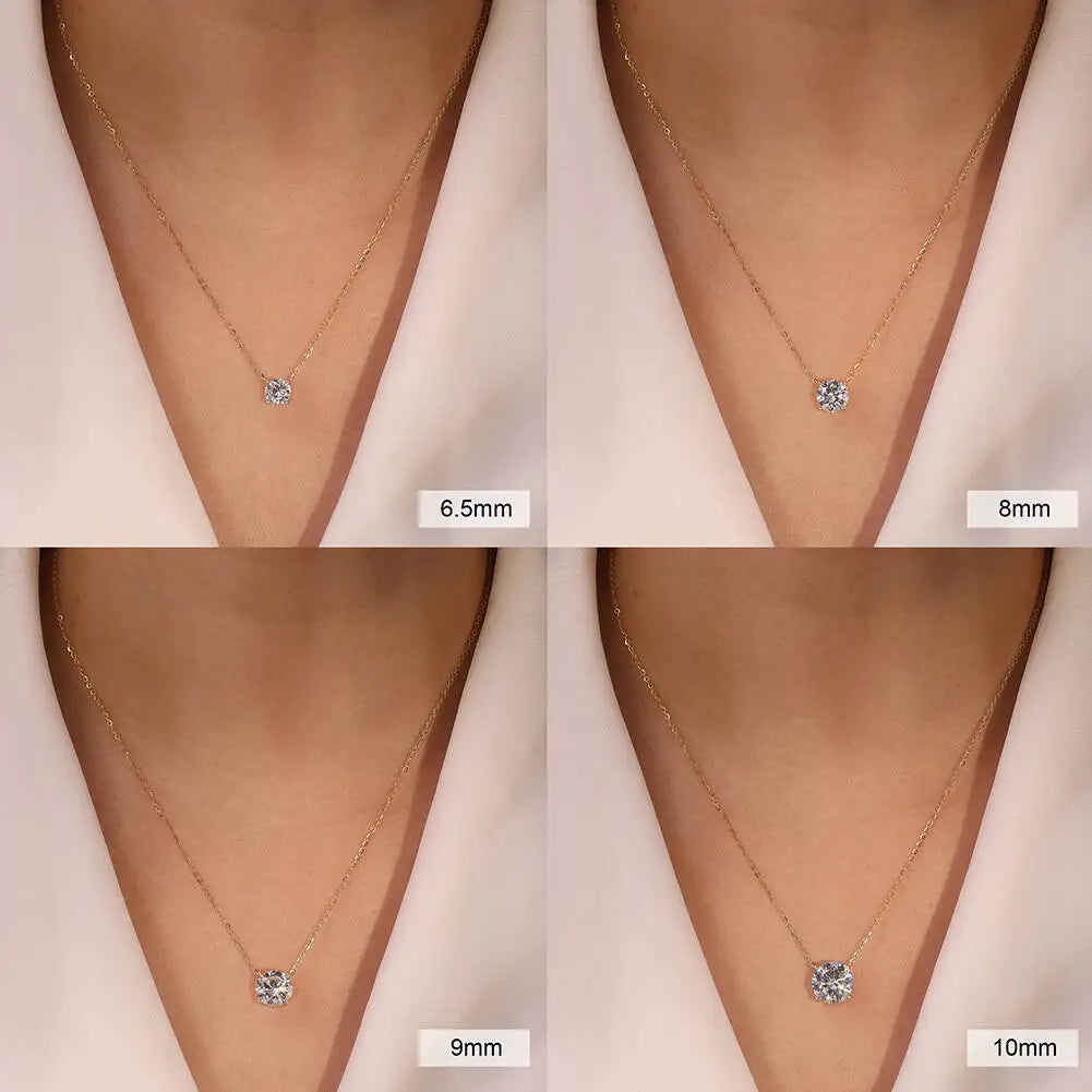 Moissanite Dia 6.5mm 0.5-5CT Woman Pendant Sier Necklace For Women Chains Party Bridal Fine Jewelry 925sterling Silver Necklace