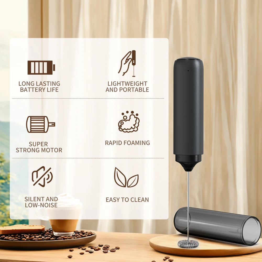 Kitchen Powerful Stirrer Milk Frother Handheld Foam Maker for Lattes Whisk Drink Mixer Coffee Electric Rechargable Egg Beater