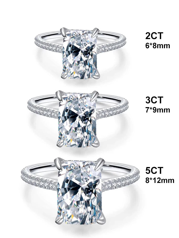925 Sterling Silver Gorgeous Shiny 2-5CT Rectangle Zircon Ring For Women Anniversary Wedding Luxury High Quality Fine Jewelry