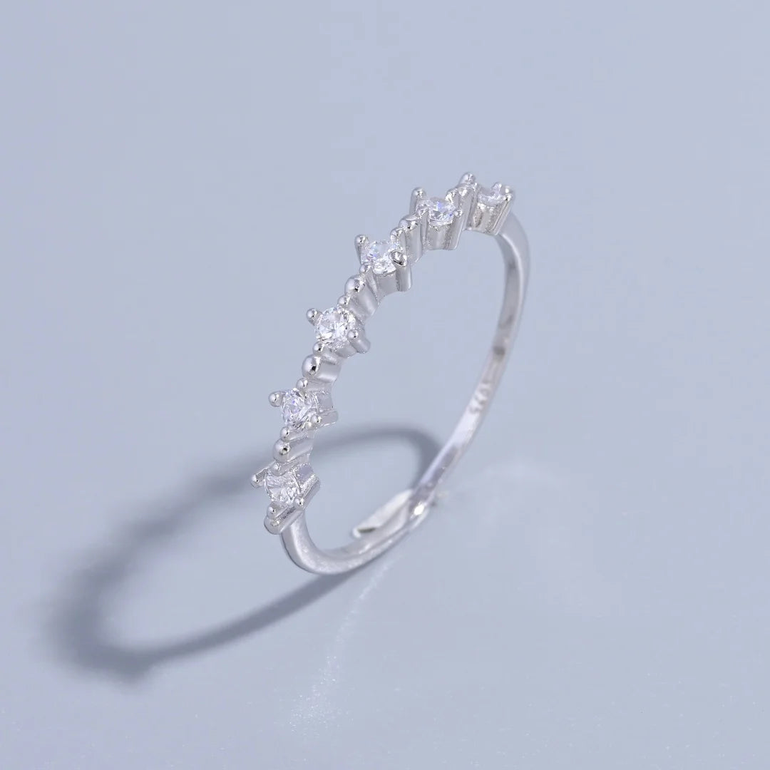 S925 Sterling Silver French Luxury Zircon Ring for Women,Simple Fashionable Jewelry Gifts Accessories Wholesale Dropshipping