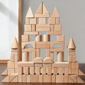 100 Pcs Beech Wooden Building Blocks Kids Formaldehyde-Free Large Size Anti-Swallowing Imagination Creative Construction Play
